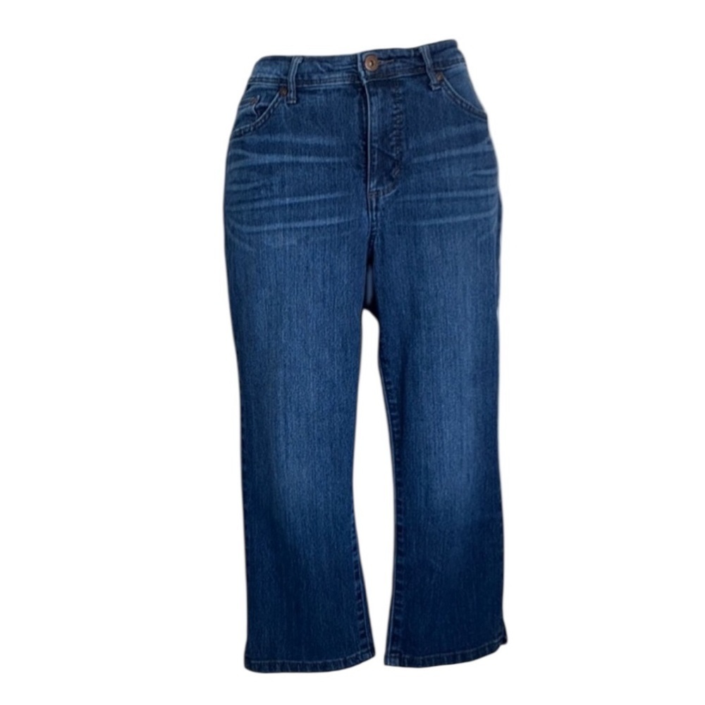 Indigo jeans, Women's 10 capri, denim, classic 5 pockets, ankle slit, Euc
